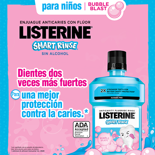 Gráfico de la promoción del enjuague bucal Listerine Smart Rinse sabor Bubble Blast