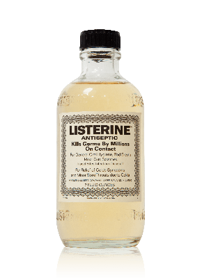 Botella de vidrio del enjuague bucal antiséptico Listerine® original