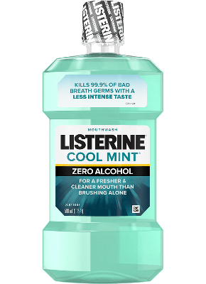 Botella de enjuague bucal antiséptico Listerine® Cool Mint® Zero Alcohol