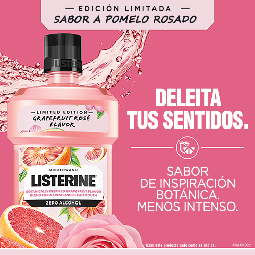 Deleita tus sentidos con el enjuague bucal Listerine, sabor pomelo rosado