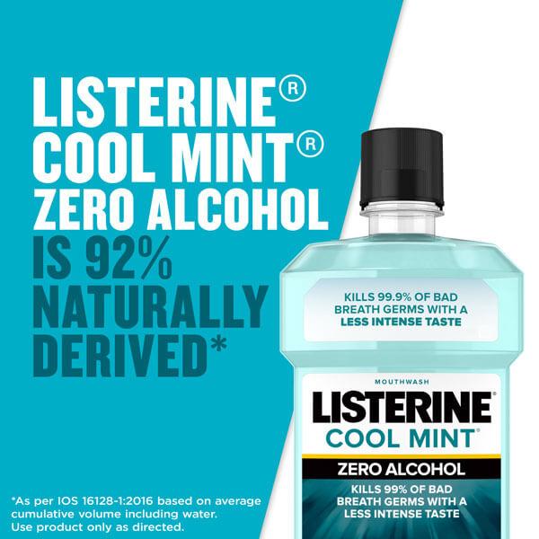 Listerine Cool Mint Zero Alcohol es 92% de origen natural