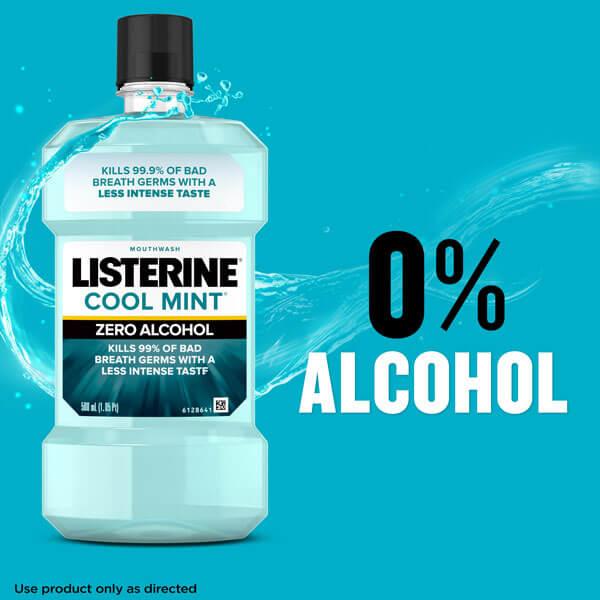 Listerine Cool Mint Zero Alcohol contiene un 0% de alcohol