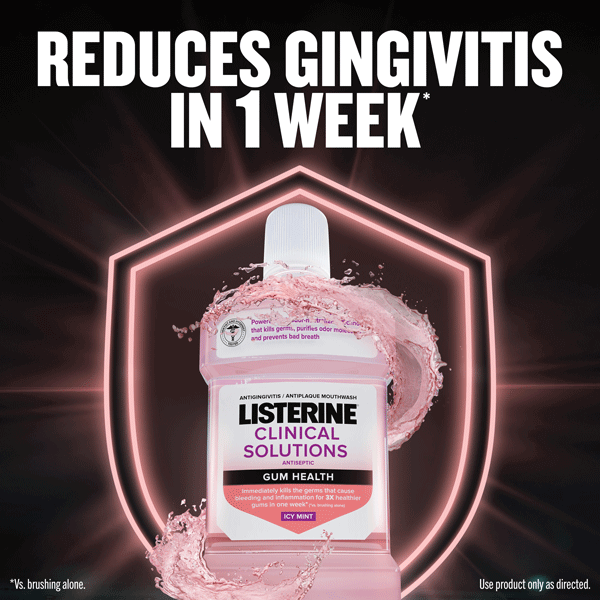 Reduce la gingivitis en 1 semana con el enjuague bucal Listerine Clinical Solutions Gum Health
