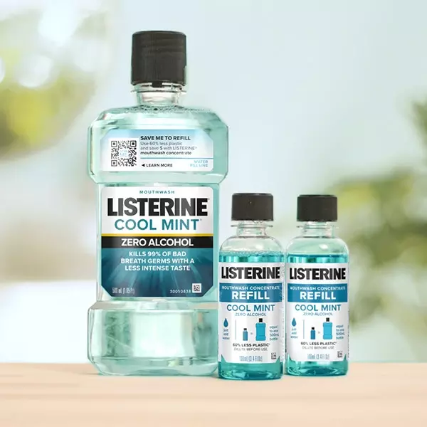 Listerine Cool Mint sin alcohol Enjuague bucal y repuestos concentrados
