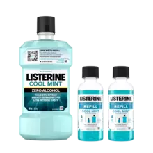 Botella de 500 ml y botellas de repuesto de enjuague bucal concentrado Listerine Cool Mint Zero Alcohol